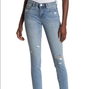 NWT BLANKNYC Denim Mid Rise Distressed Skinny Jeans Size 25 Blue Denim Cute
